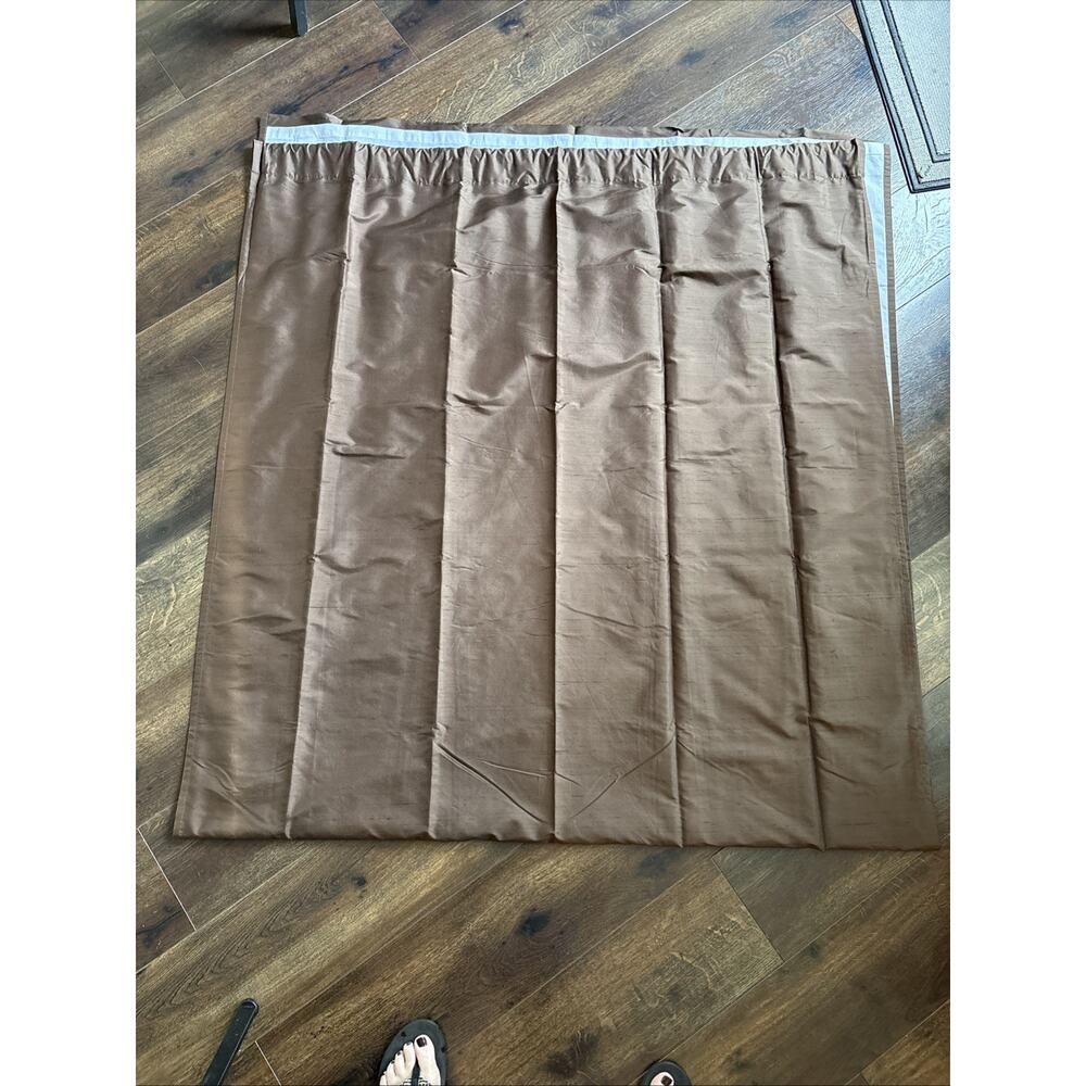 POTTERY BARN 2 Silk Dupioni Drape Curtain 108" Lined Panels Espresso Sun Fading - Picture 8 of 14